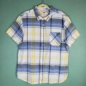 Levi's Mens Garland Short Sleeve Woven Plaid Button Up Shirt Size XXL